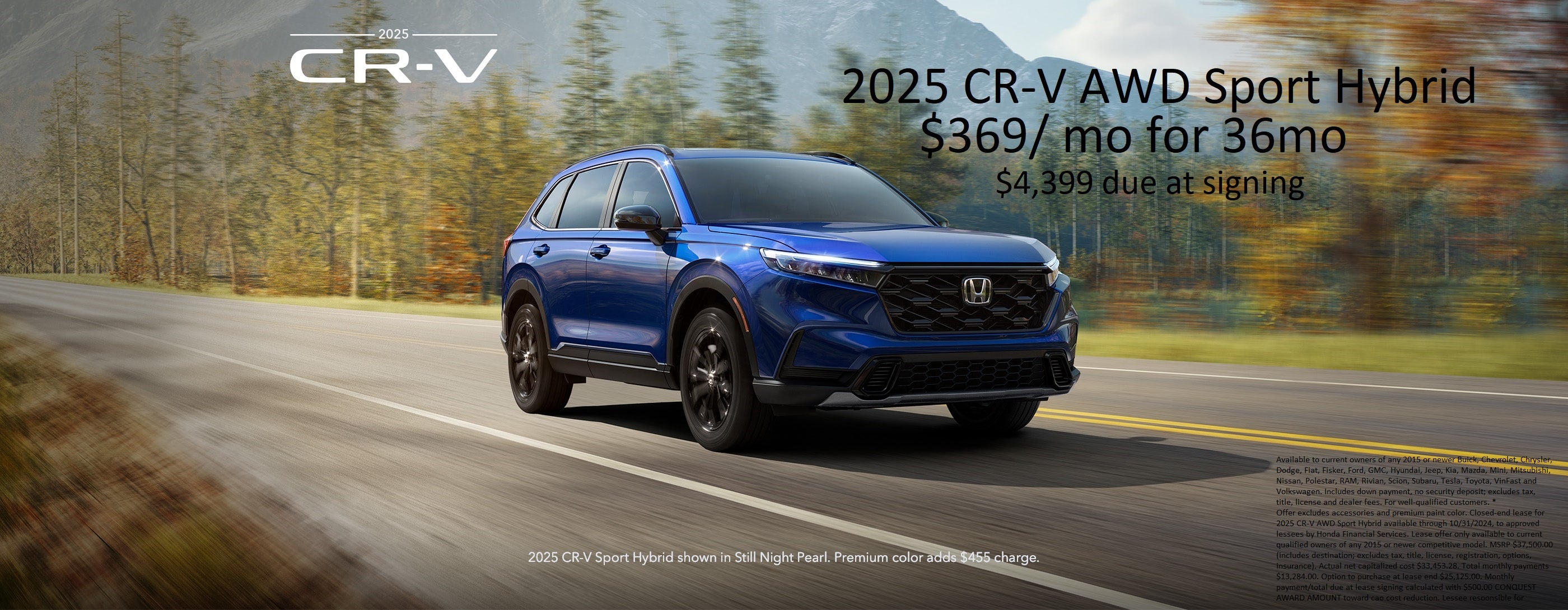 2025 CR-V AWD Sport Hybrid $369/mo for 36 months